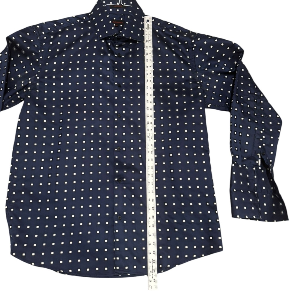 Leonardi Men's Navy/White Polka Dot Dress Shirt-size 3XL - Picture 6 of 6